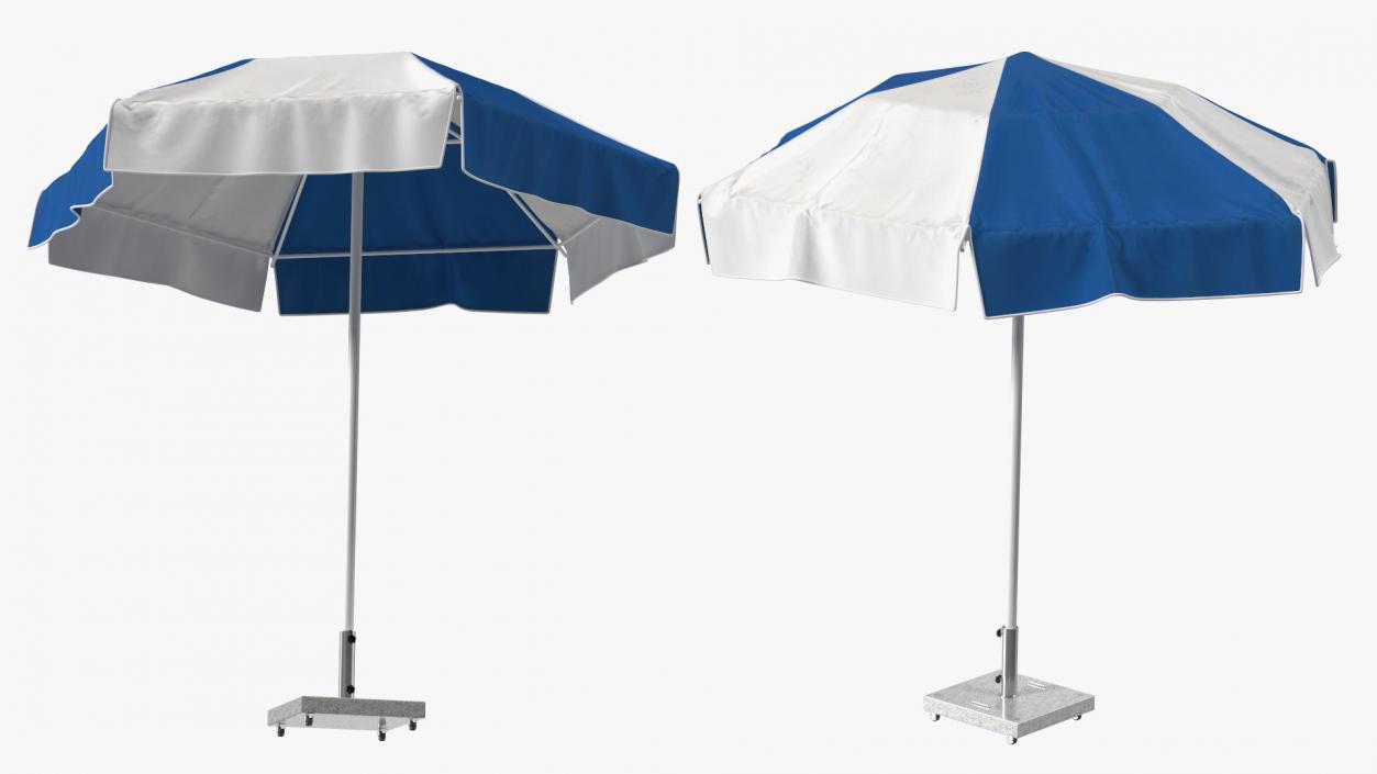 Beach Umbrella Blue and White 3D model