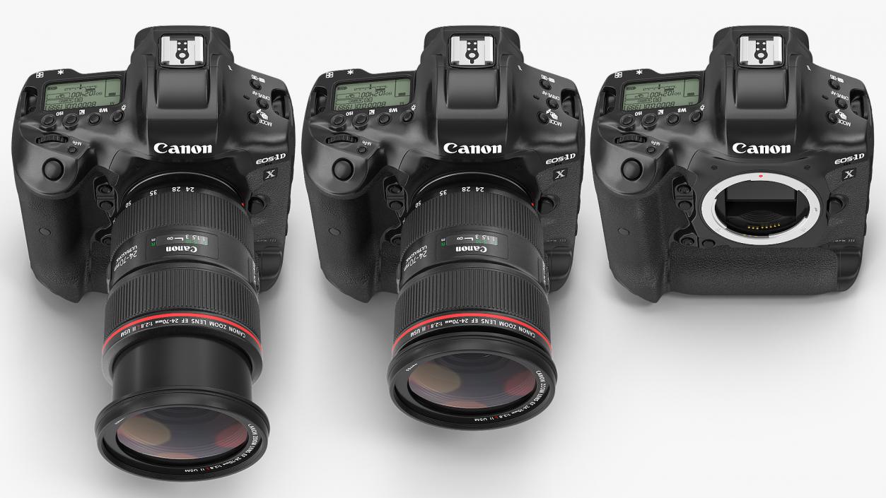 3D model Canon 1DX with Zoom Lens 24 70 on Tripod