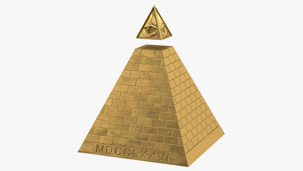 3D Illuminati Pyramid Gold model