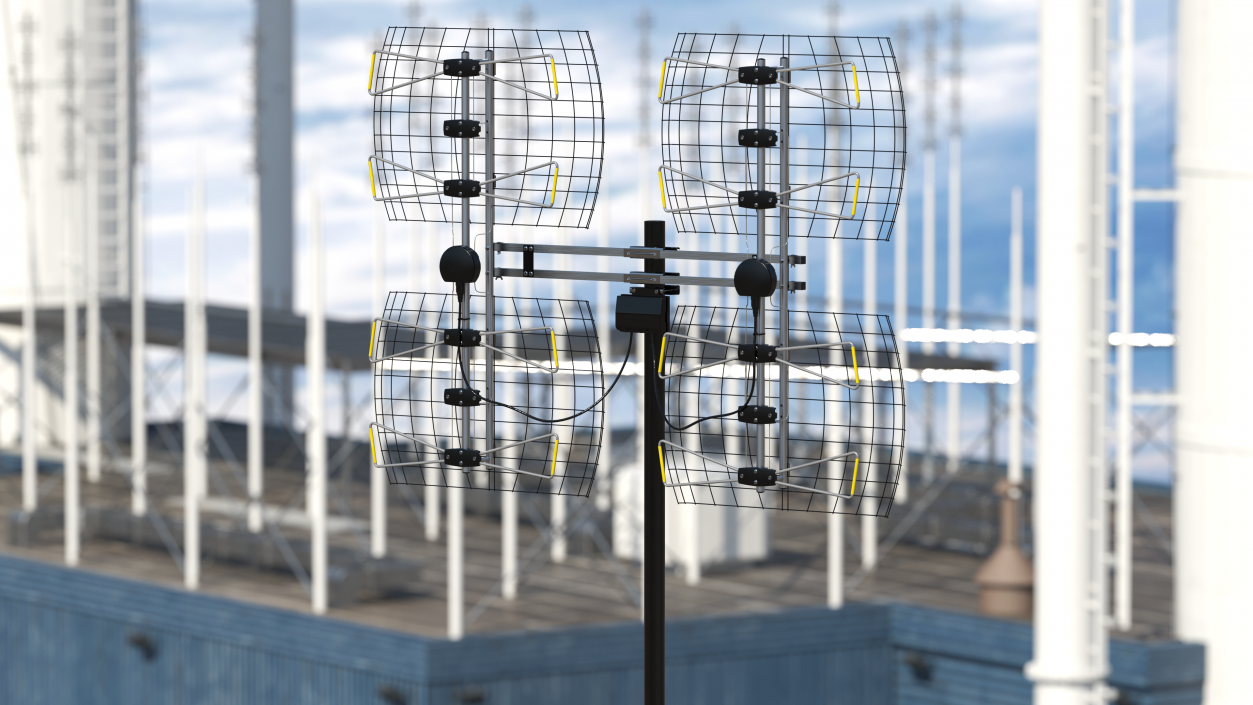 3D model UHF Long Range Multi Directional Bowtie TV Antenna