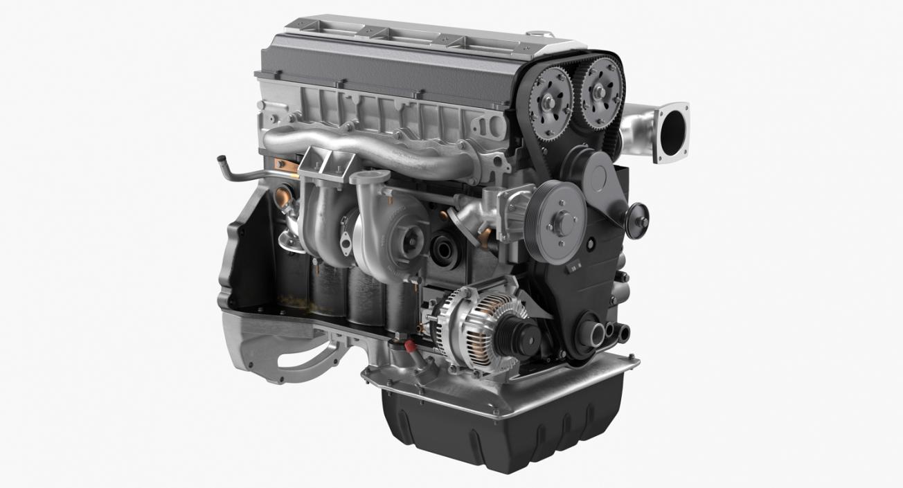3D Inline 6 Cylinder Car Engine model
