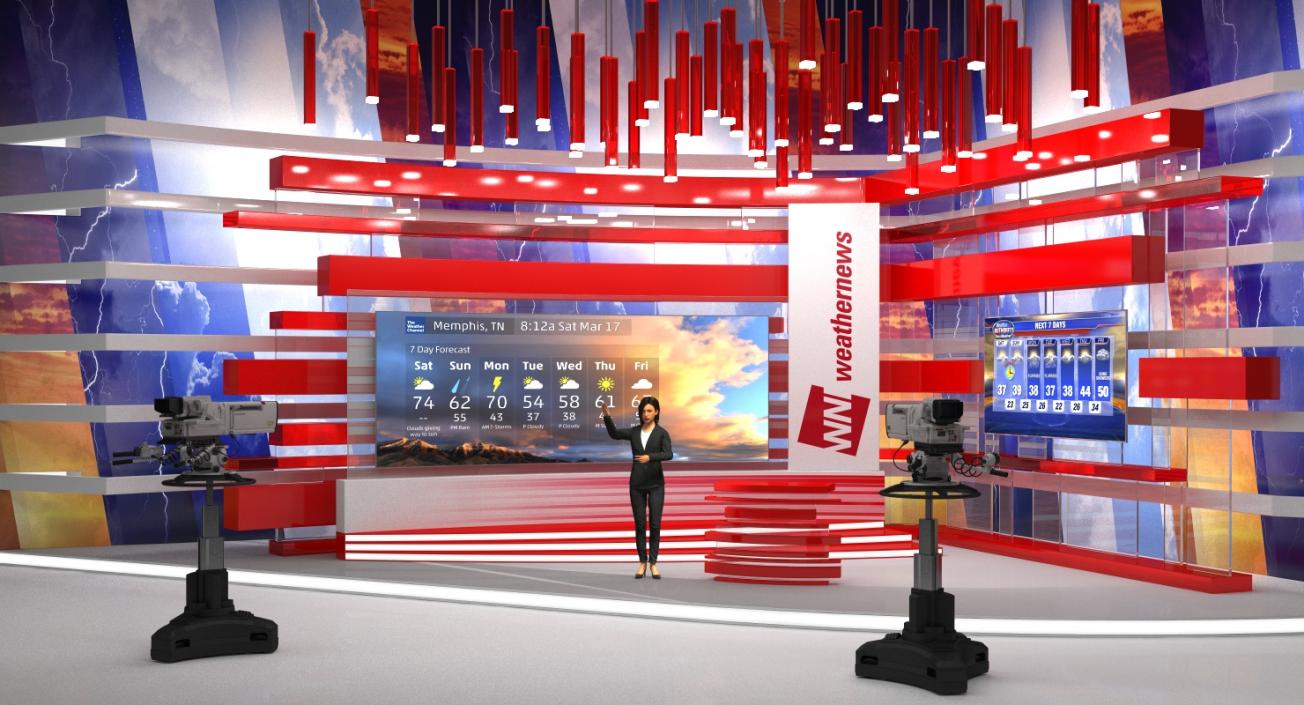 TV Presenter of Weather Forecast Rigged 3D model