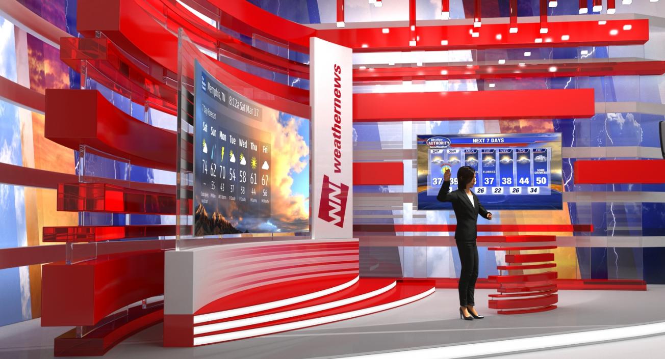 TV Presenter of Weather Forecast Rigged 3D model