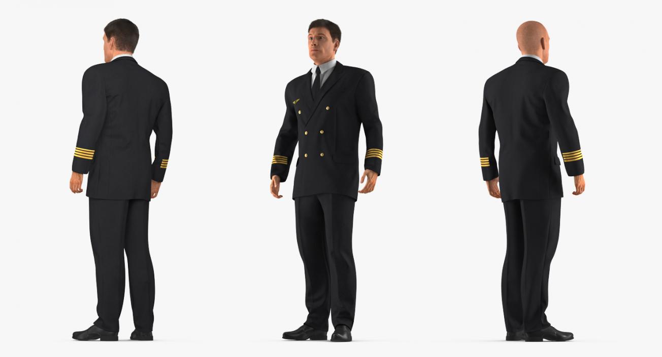 3D Airline Pilot with Fur Standing