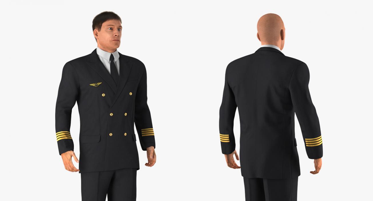 3D Airline Pilot with Fur Standing