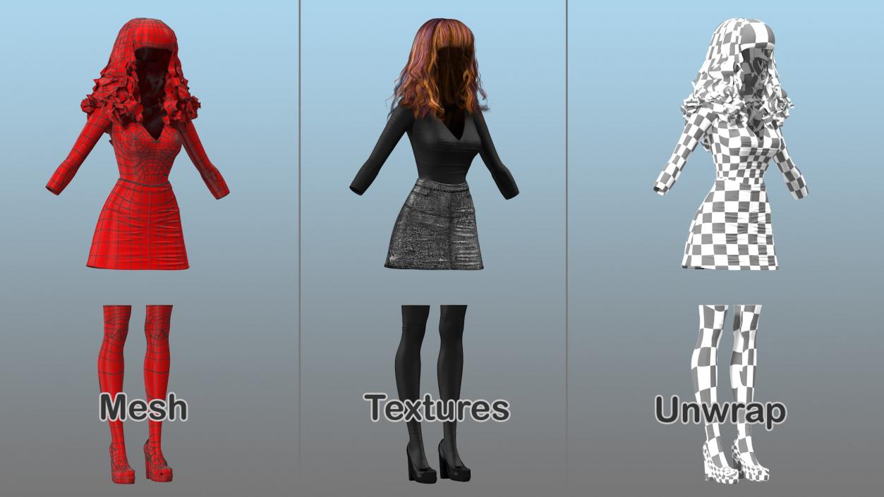 Young Girl Youth Clothes 3D model