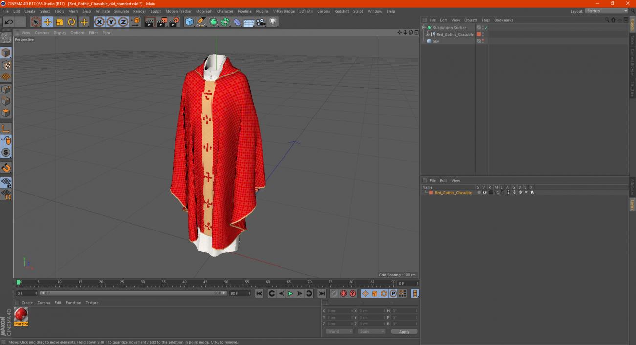 Red Gothic Chasuble 3D model