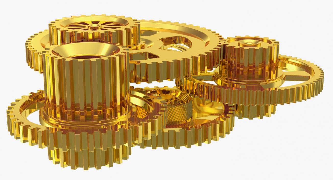 3D Abstract Gold Gear Mechanism model