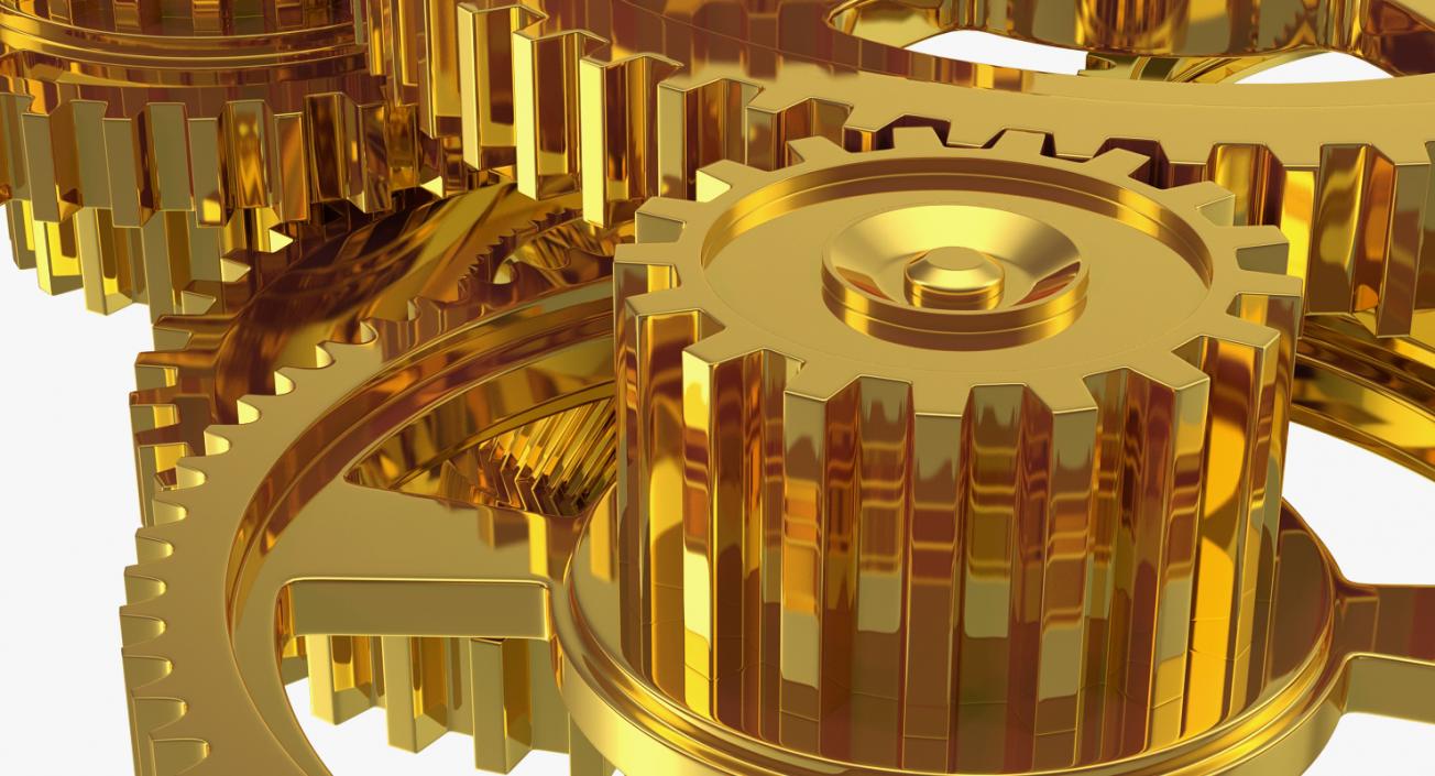 3D Abstract Gold Gear Mechanism model