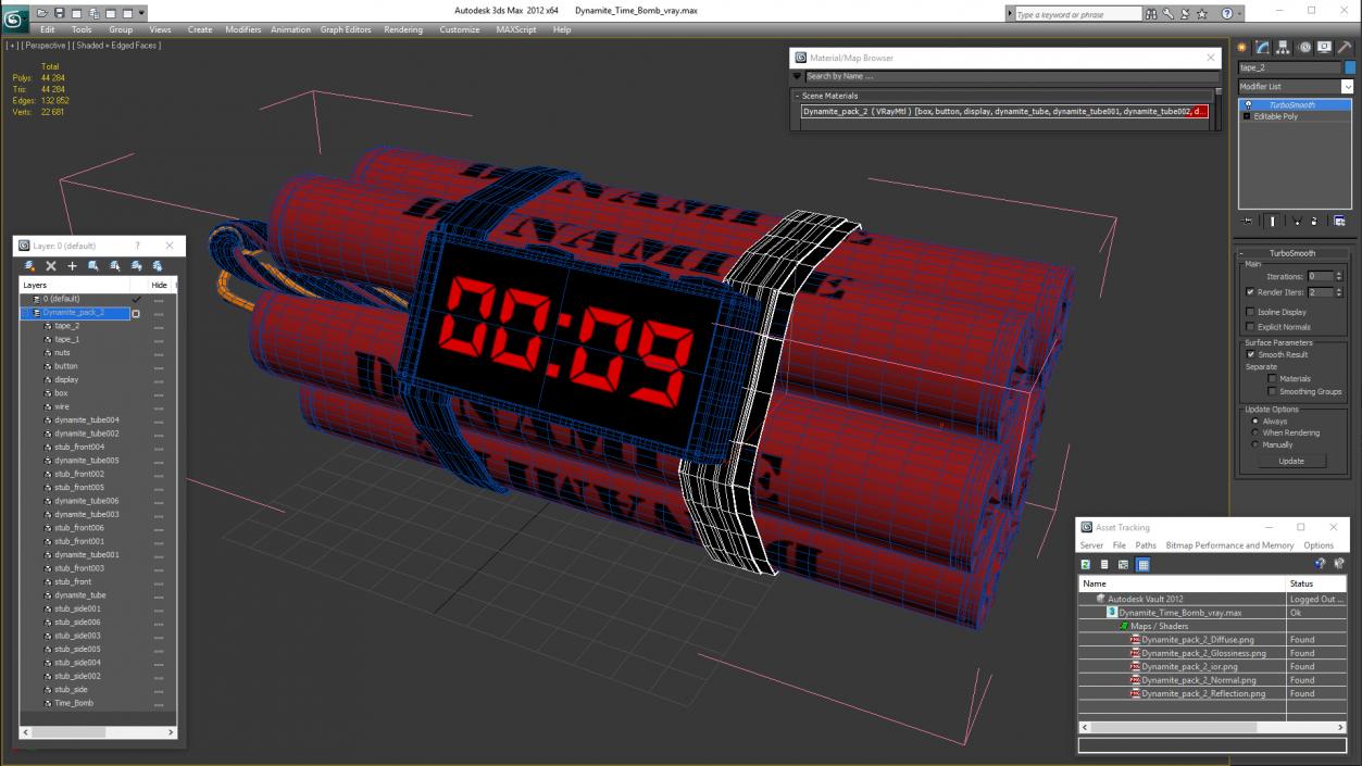 3D Dynamite Time Bomb model