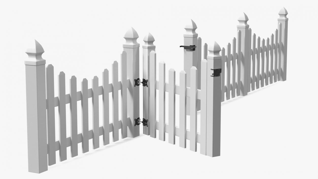White Scalloped Fence Section 3D model