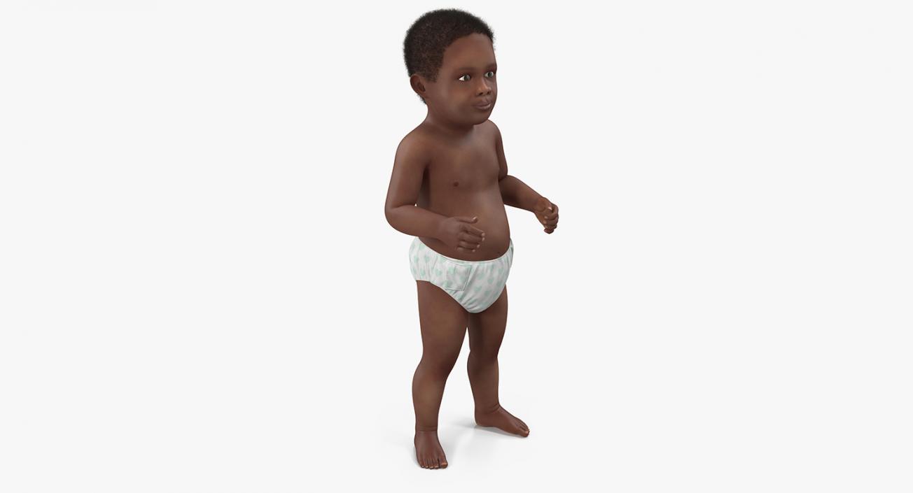 African American Baby Standing with Fur 3D model