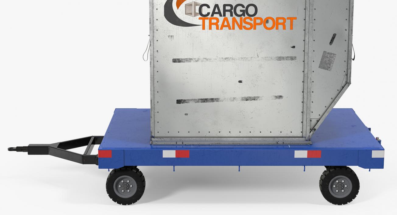 3D Airport Baggage Trailer with Container model