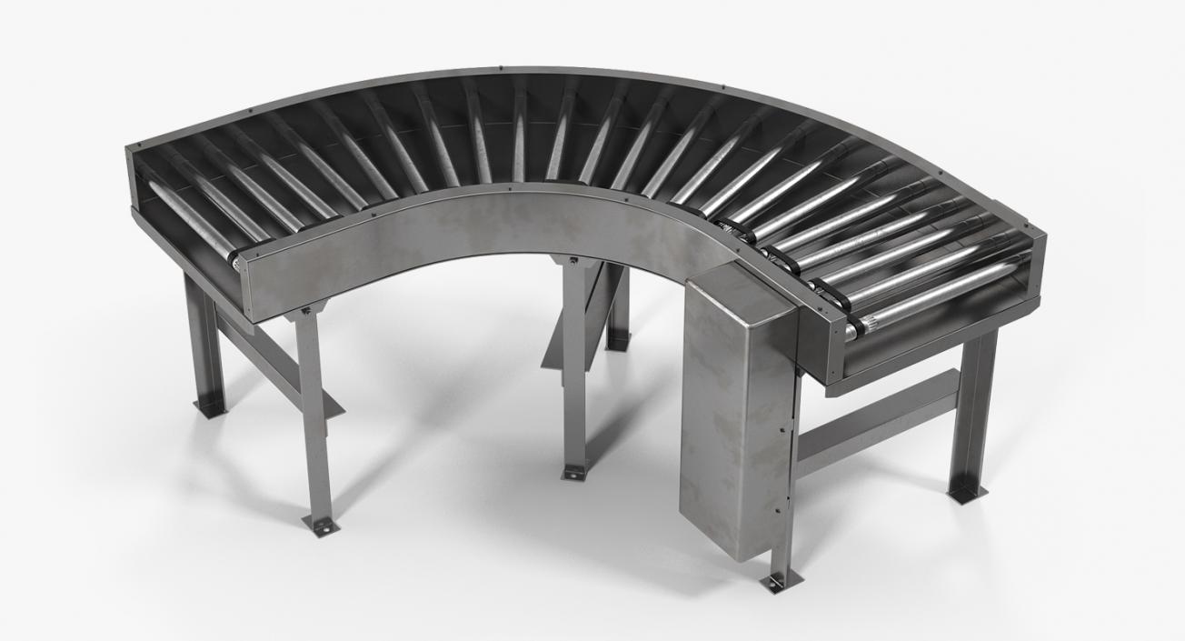 3D Curved Belt Drive Roller Conveyor model