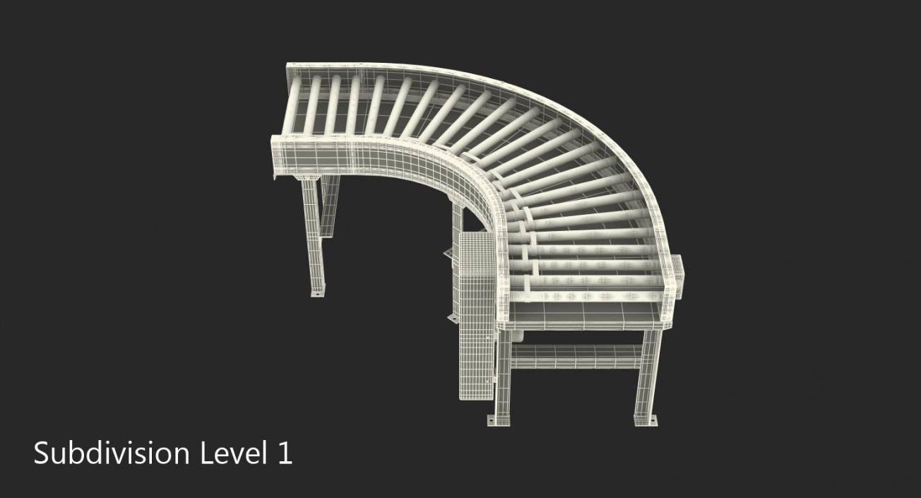 3D Curved Belt Drive Roller Conveyor model