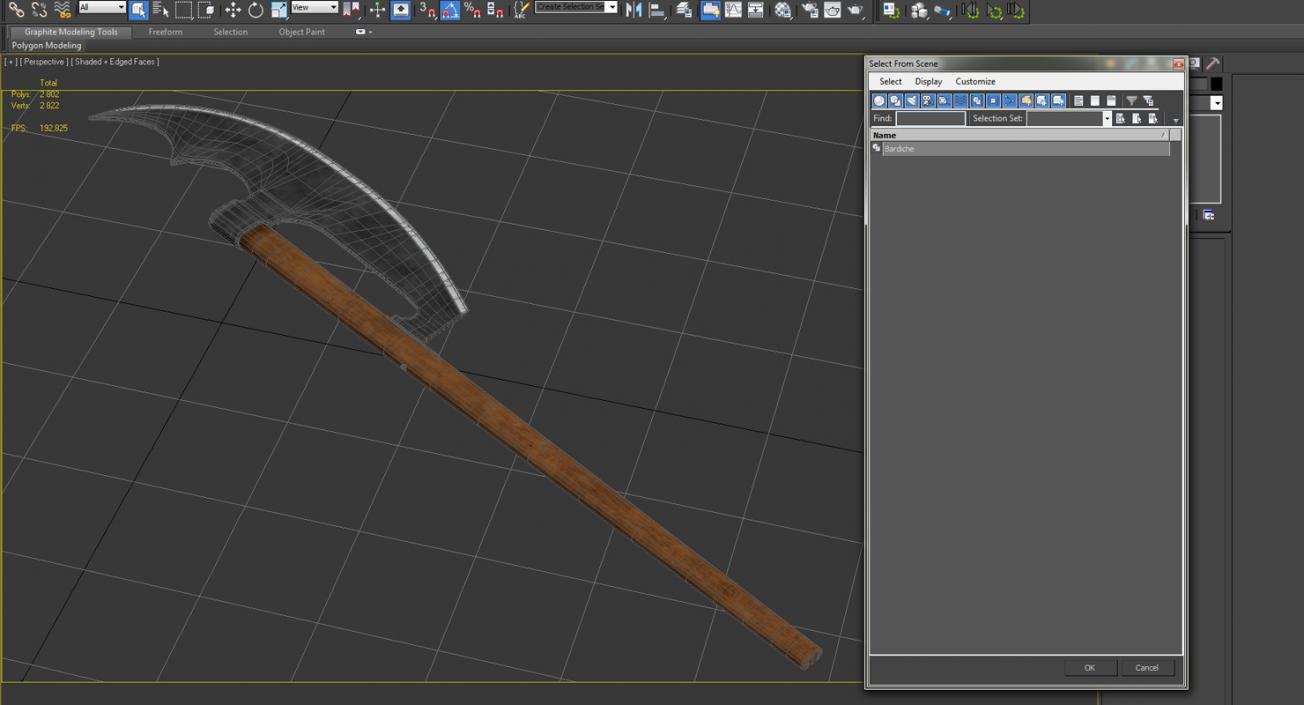 3D Bardiche Long Poleaxe Weapon model