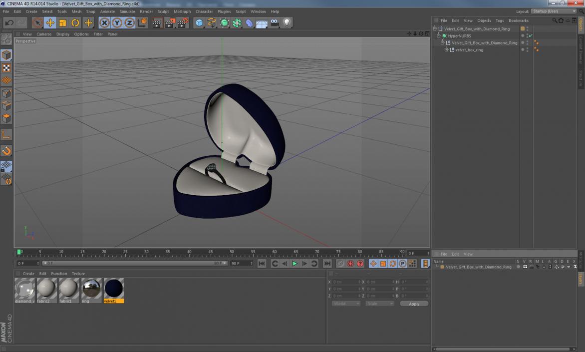3D Velvet Gift Box with Diamond Ring model