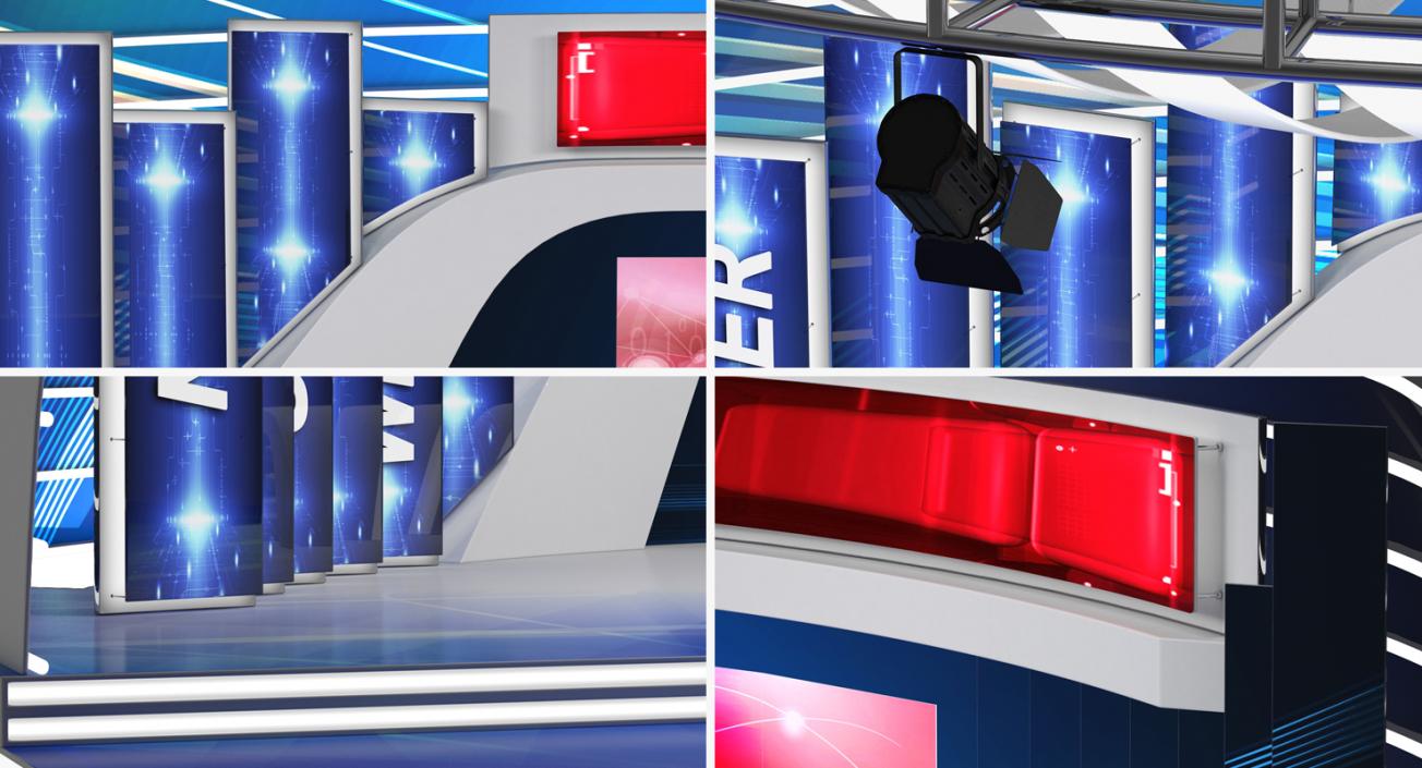 News Presenter in TV Studio Rigged 3D model