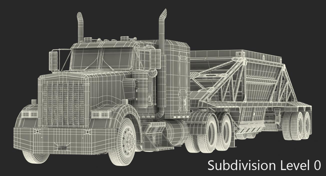 3D model Truck with Bottom Dump Trailer