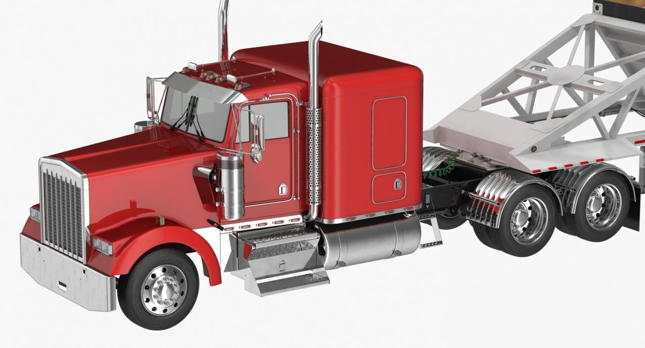 3D model Truck with Bottom Dump Trailer