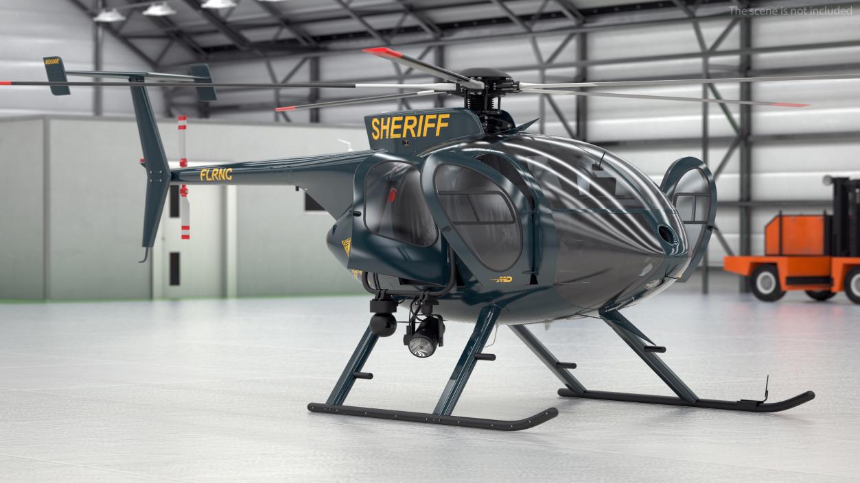 3D MD 500E Sheriff Helicopter Rigged model
