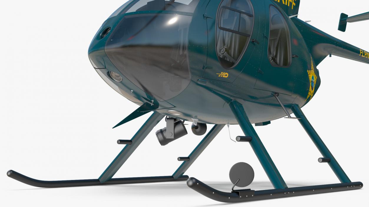 3D MD 500E Sheriff Helicopter Rigged model