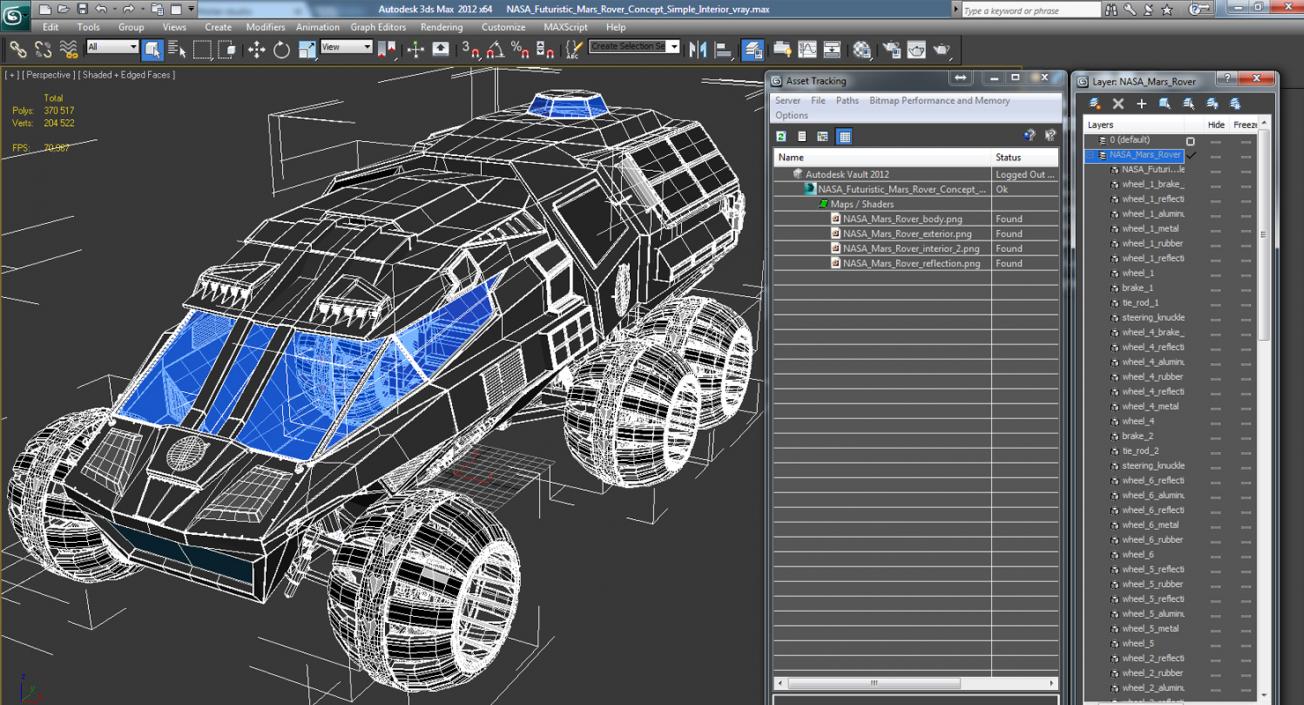 3D model NASA Futuristic Mars Rover Concept Simple Interior