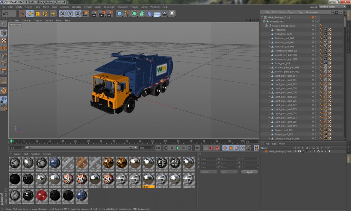 3D Mack Garbage Truck model