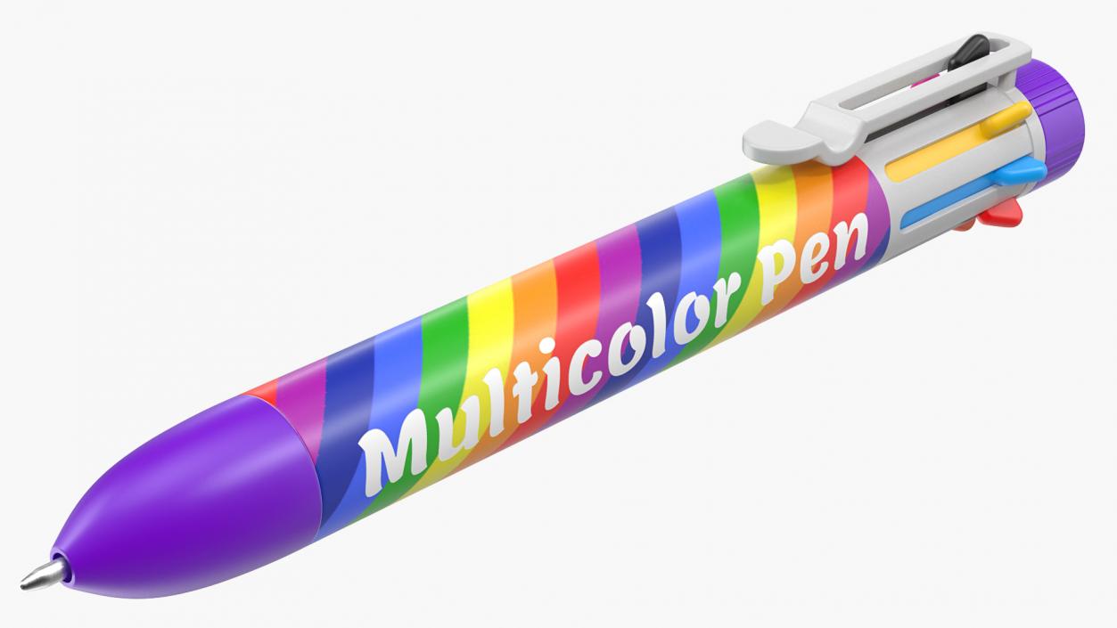 Rainbow Multicolor Retractable Ballpoint Pen 3D model