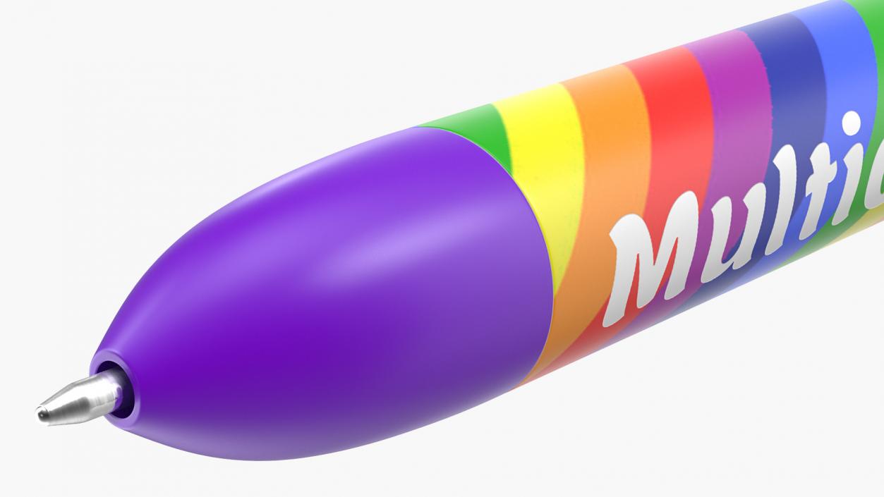 Rainbow Multicolor Retractable Ballpoint Pen 3D model