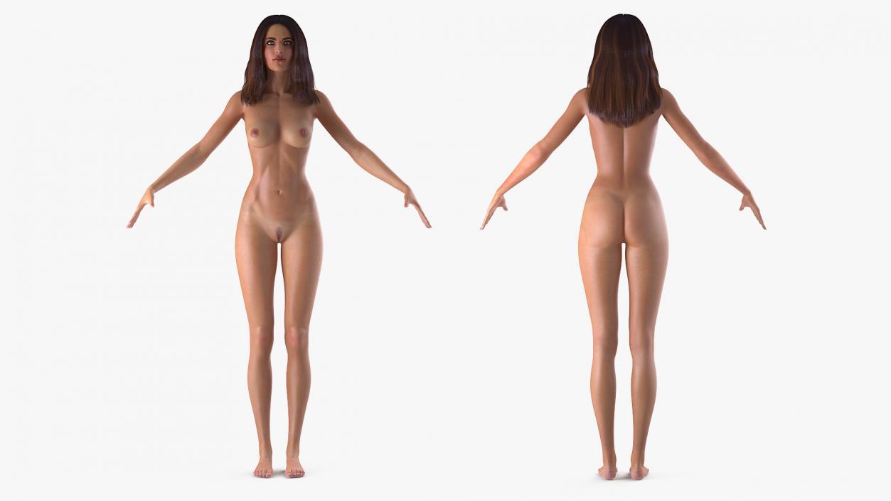 Nude Woman T-Pose 3D