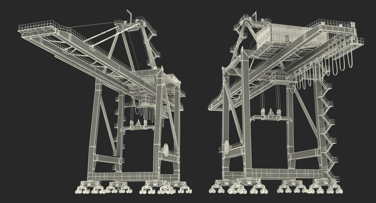 3D Container Handling Gantry Crane Orange model