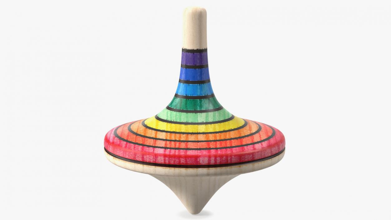 Wooden Rainbow Spinning Top 3D