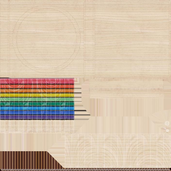 Wooden Rainbow Spinning Top 3D