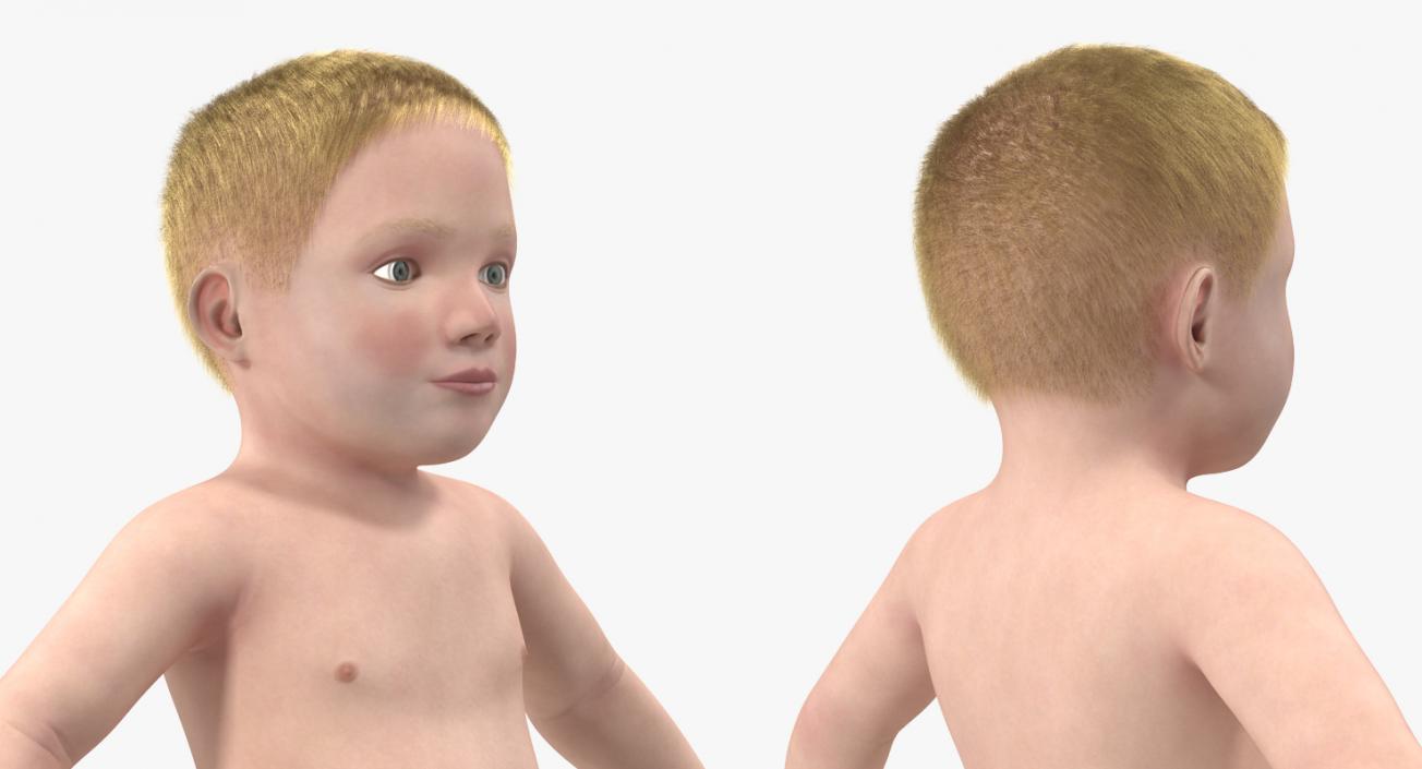 3D model Small Baby Boy with Fur Rigged