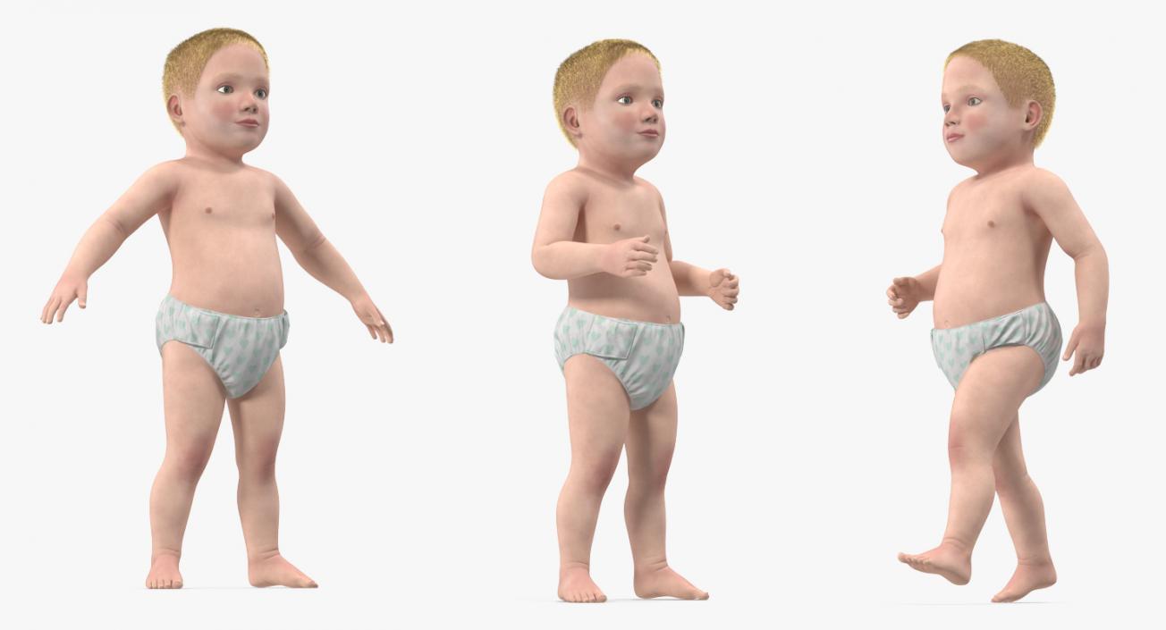 3D model Small Baby Boy with Fur Rigged