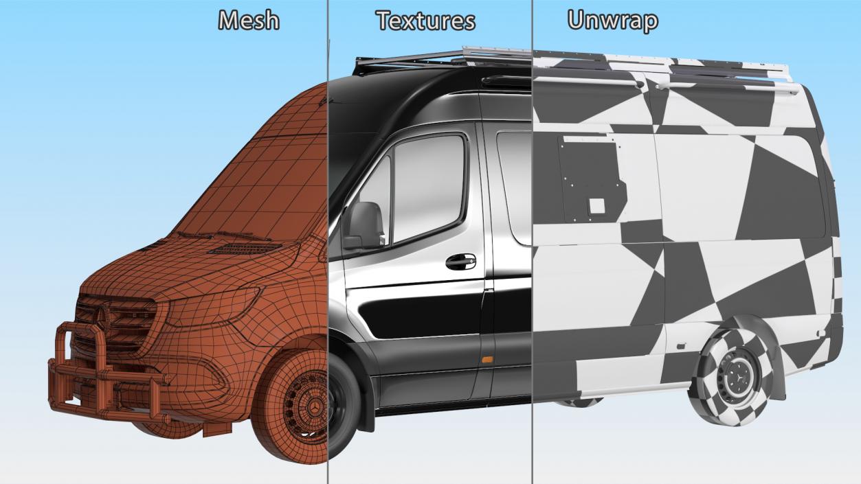 3D model SWAT Van Bulletproof Mercedes Simple Interior