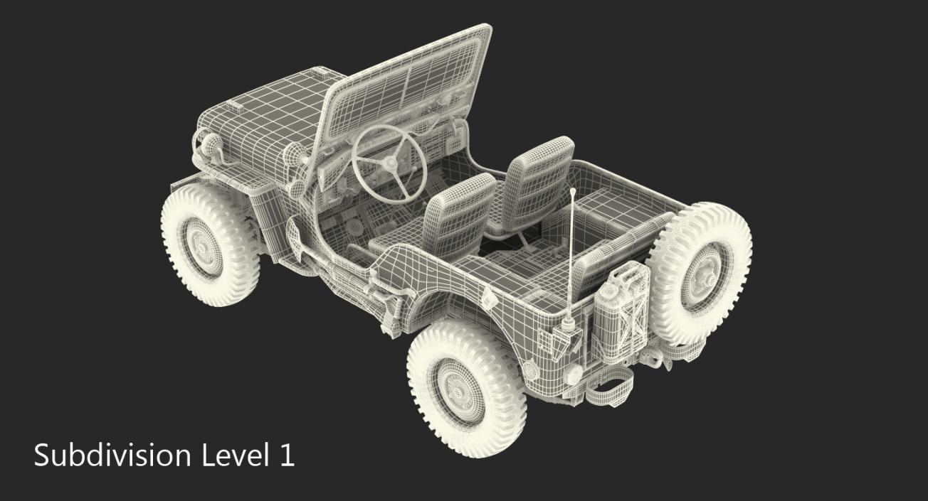 3D Jeep Willys 1944 Rigged model