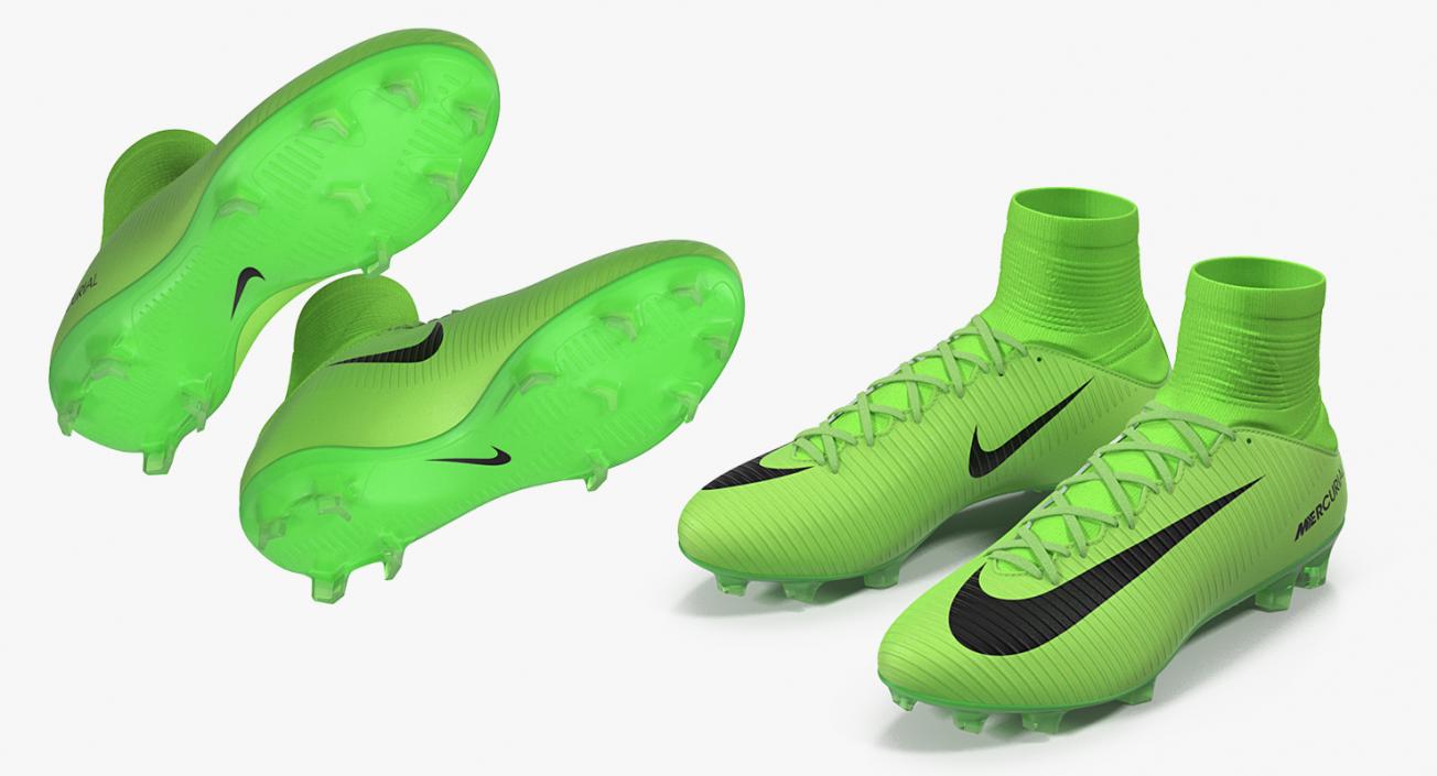 3D Green Football Cleats Nike Mercurial Veloce model