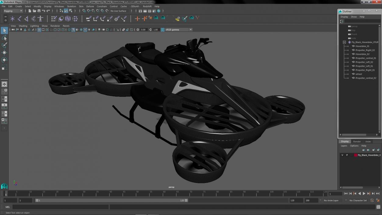 3D Fly Black Hoverbike XTURISMO model