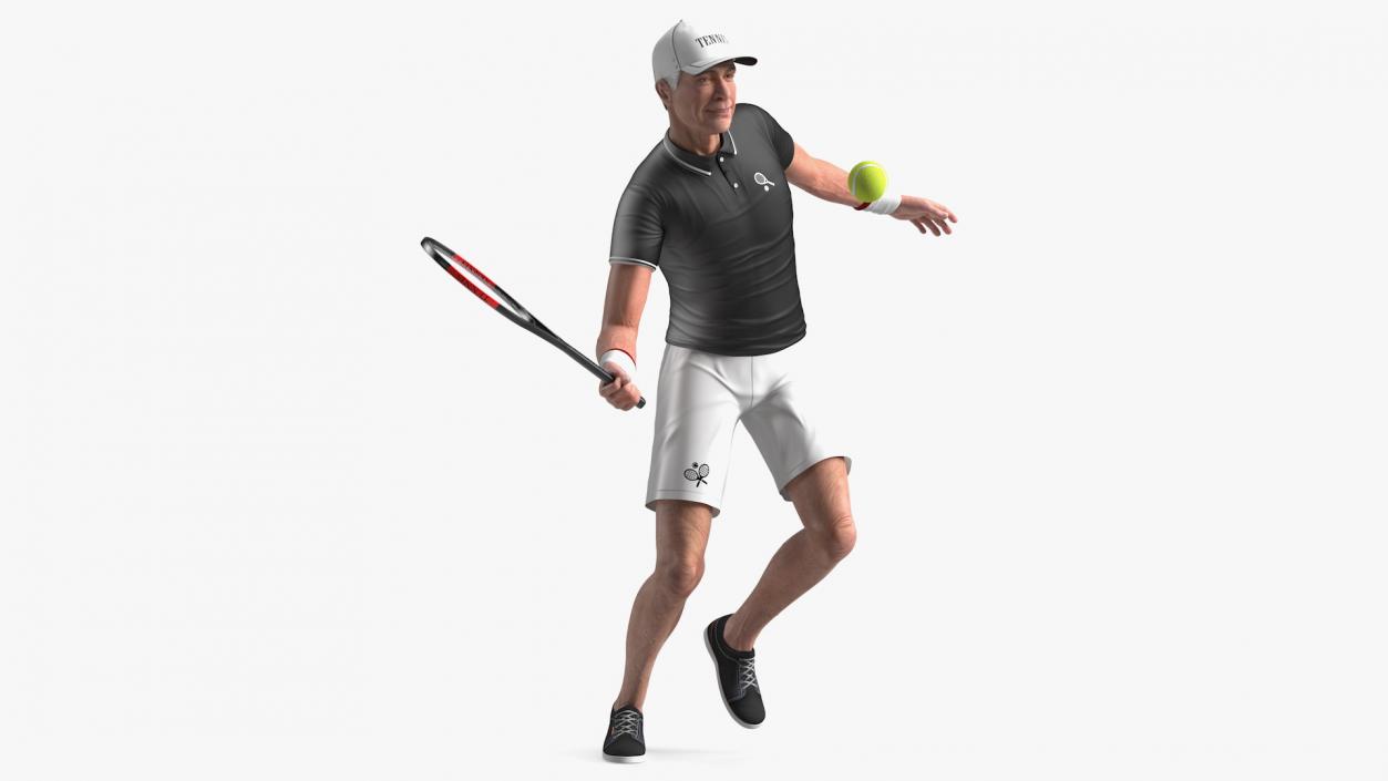 3D model Elderly Man Sport Wear Playing Pose