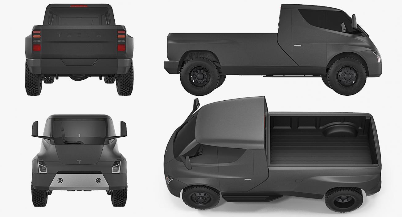 3D Concept Tesla Pickup Simple Interior