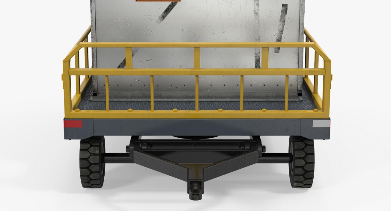 3D Airport Luggage Trolley Baggage Trailer with Container Rigged