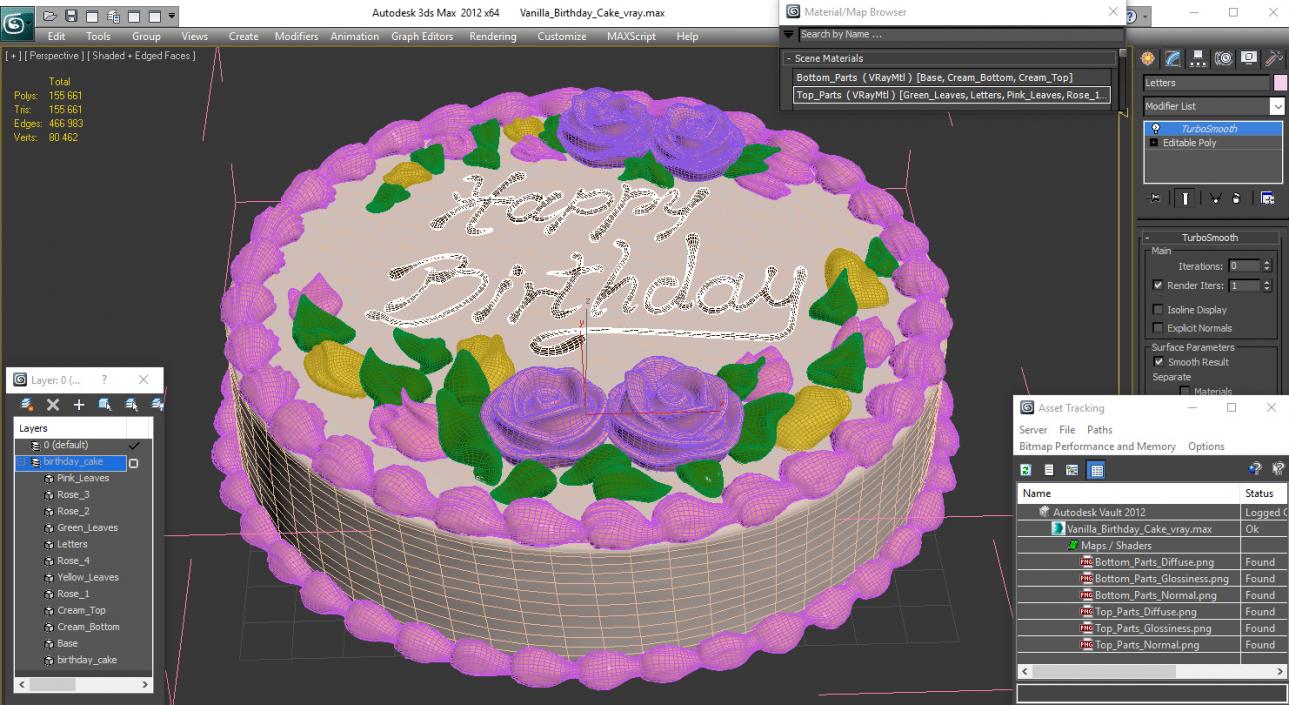 3D Vanilla Birthday Cake