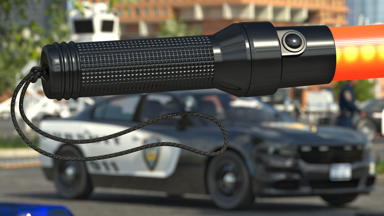 LED Traffic Control Police Baton switched On 3D model