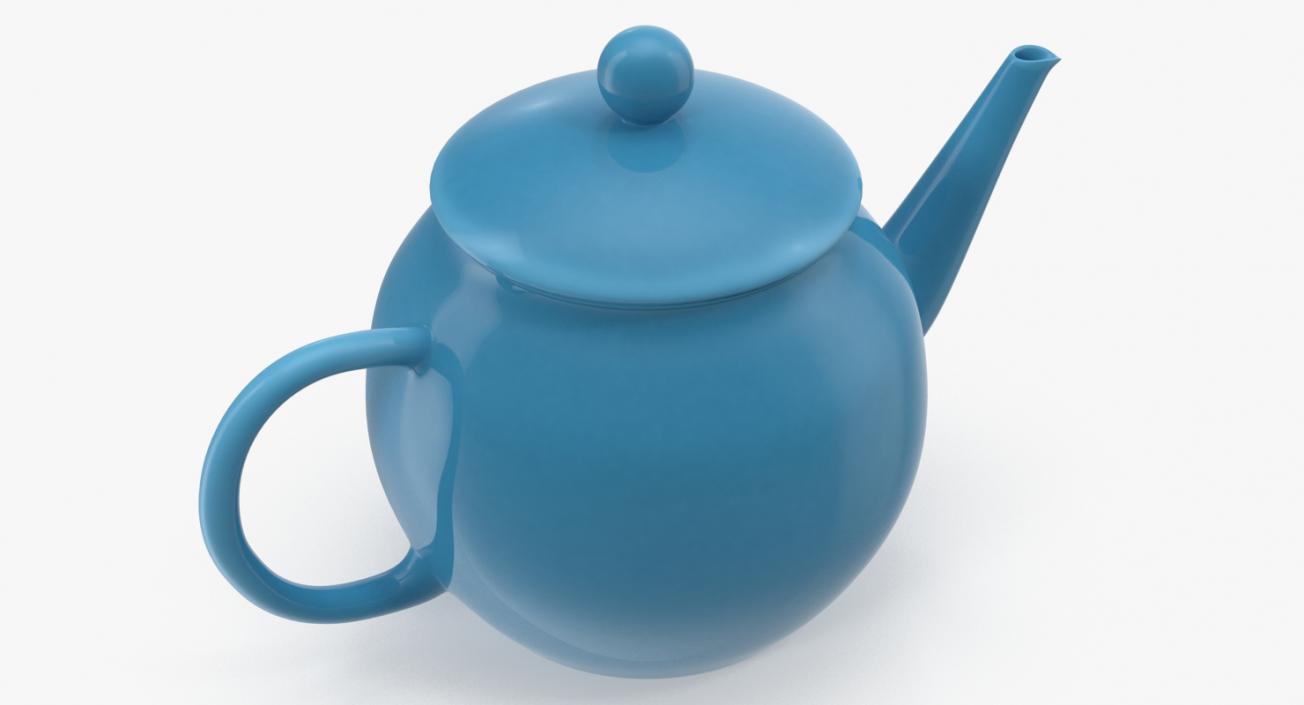 Blue Classic Ceramic Teapot 3D