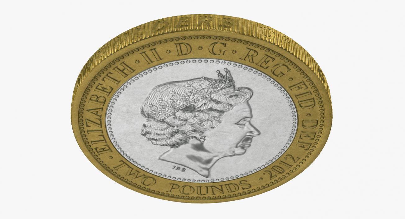 3D Two Pounds British Coin model