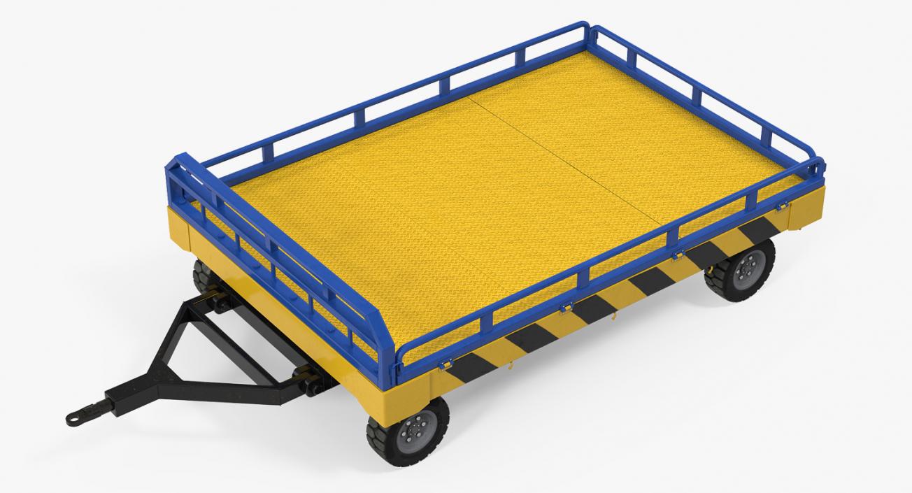 Airport Transport Trailer Low Bed Platform Rigged 3D model