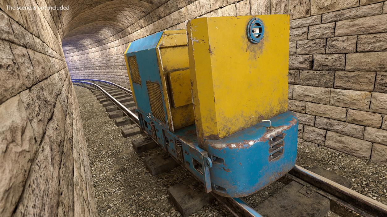 Mining Locomotive on Railway Section Dusty 3D