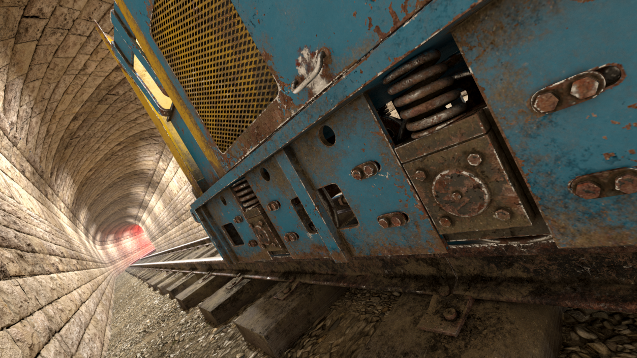 Mining Locomotive on Railway Section Dusty 3D